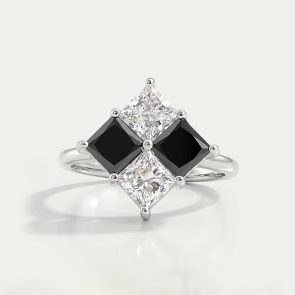 Princess Cut Black Diamond Anniversary Rings Ring
