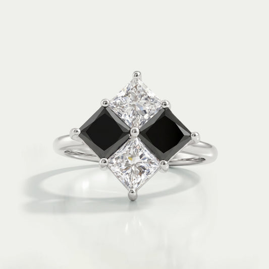 Princess Cut Black Diamond Anniversary Rings Ring
