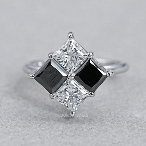 front view of princess-cut black lab diamond solitaire anniversary ring