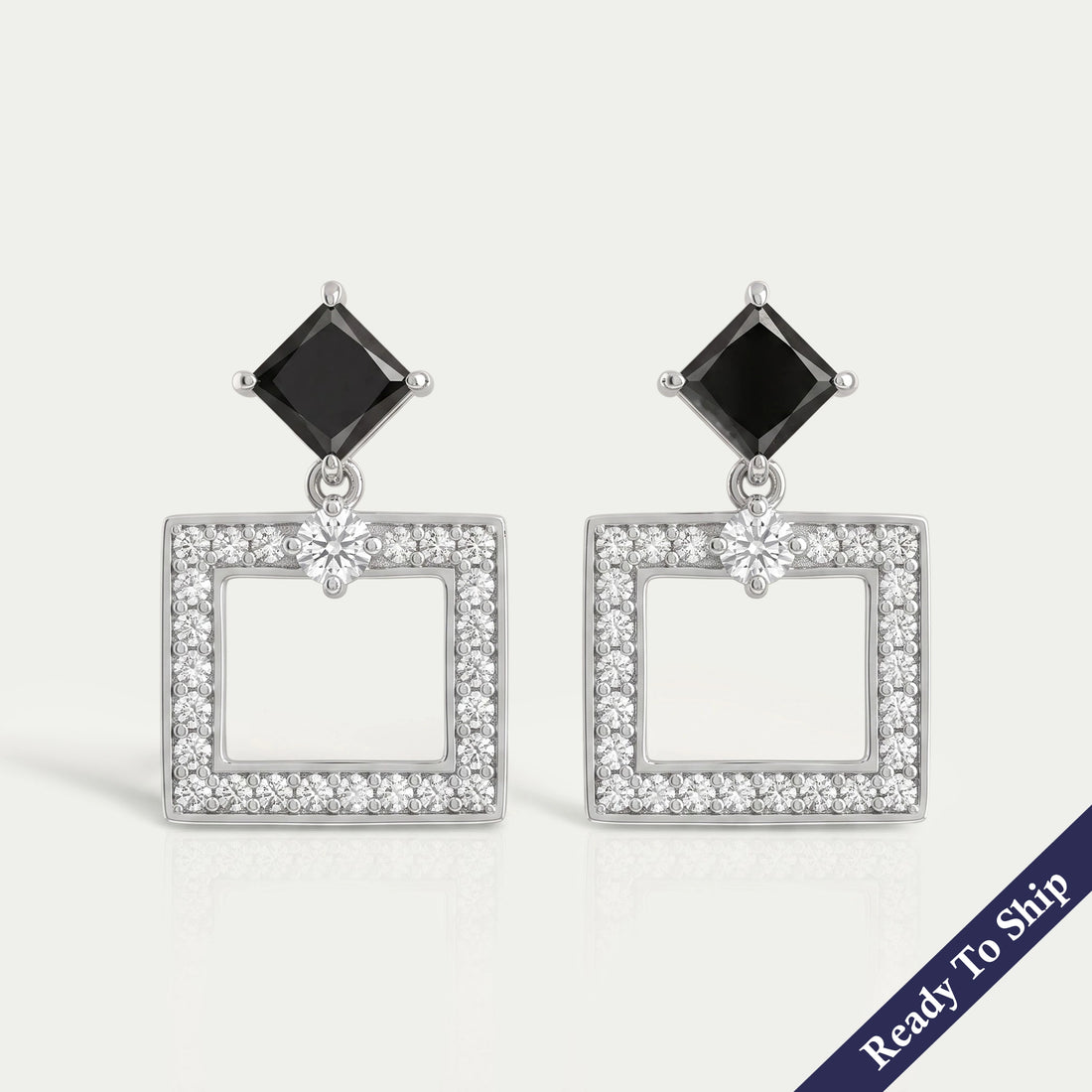Black Princess Lab Diamond Drop Earrings Earrings