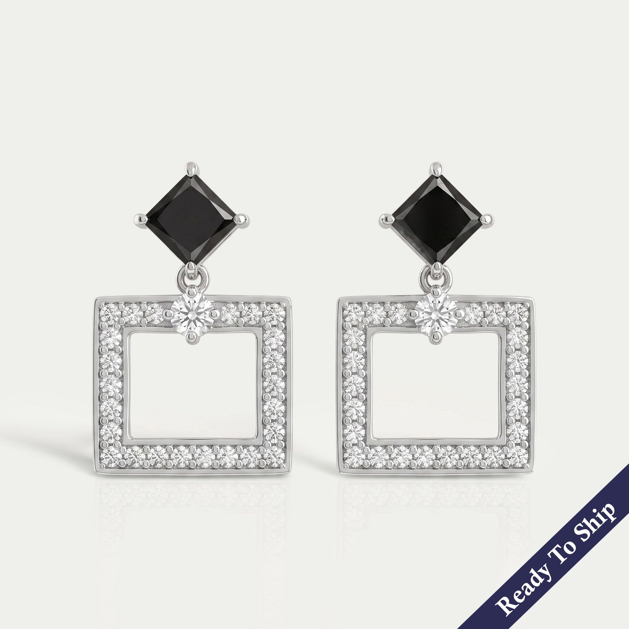 Black Princess Lab Diamond Drop Earrings Earrings