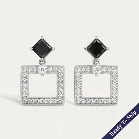 Black Princess Lab Diamond Drop Earrings Earrings