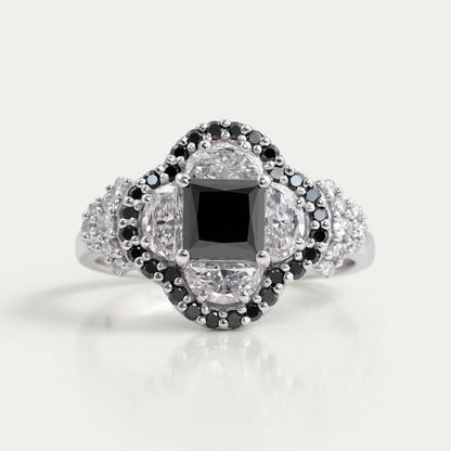 Halo Moon Halo Black Diamond Engagement Ring Rings