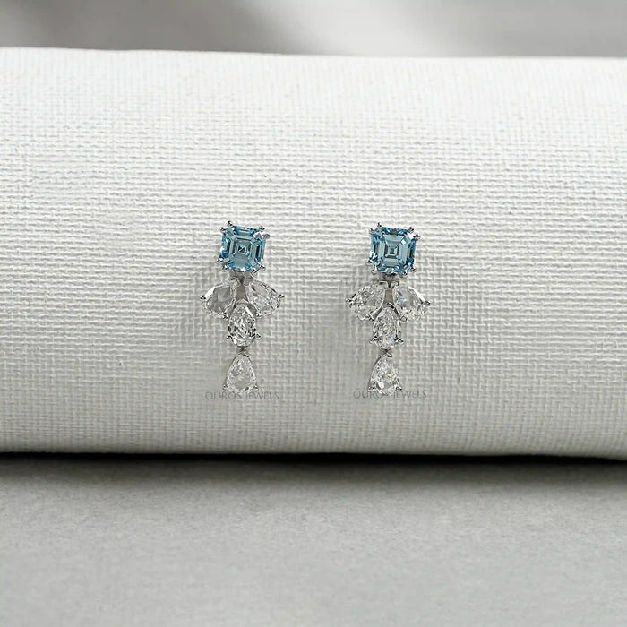 Aquamarine And Diamond Drop Earrings