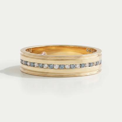 Men's Blue Round Cut Lab Diamond Band