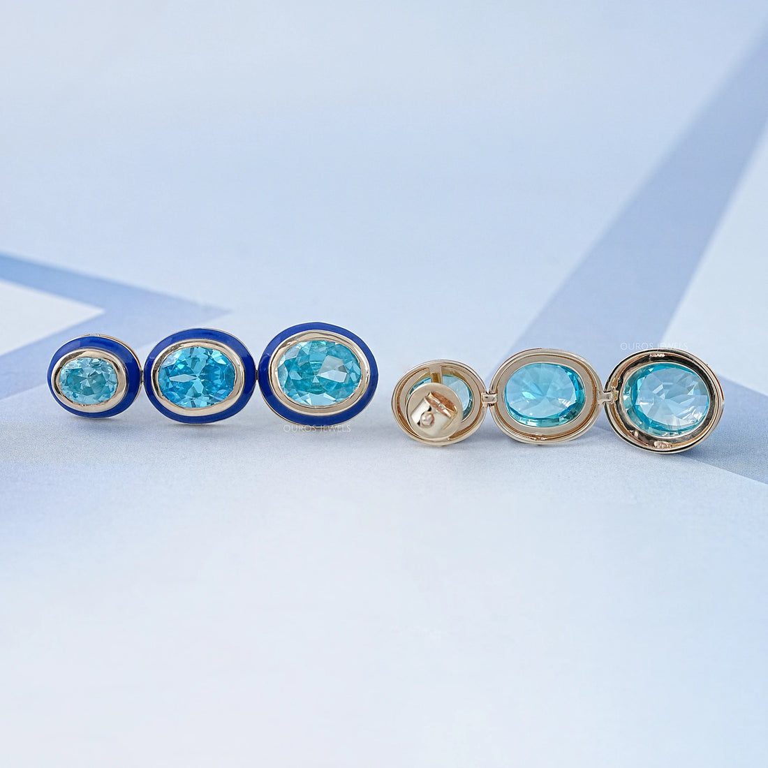 Blue Topaz Oval Gemstone Dangle Earrings Earrings