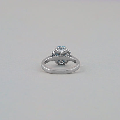 Blue Heart Cut Lab Diamond Flower Ring Ring