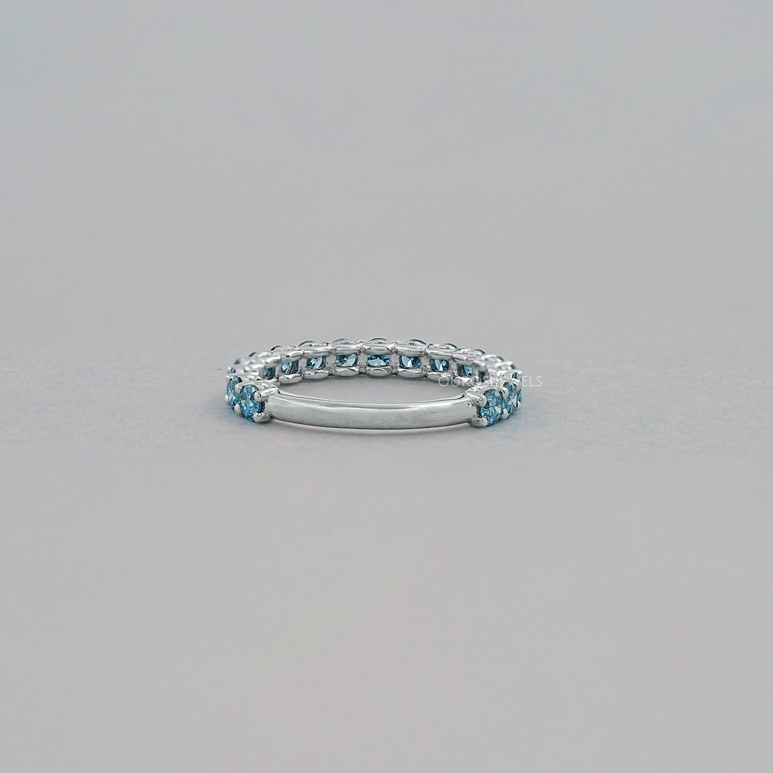 Pink And Blue Round Lab Diamond Eternity Band Ring