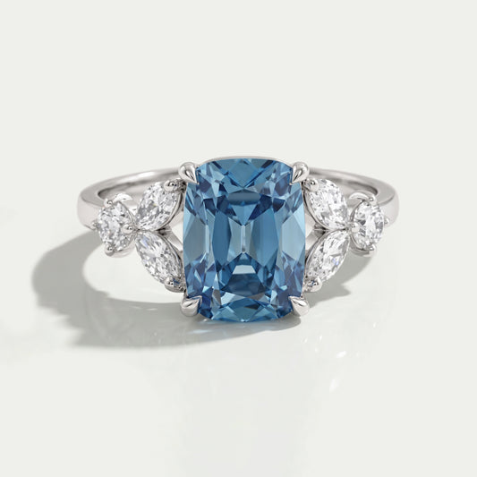Fancy Blue Old Mine Cushion Diamond Engagement Ring Ring