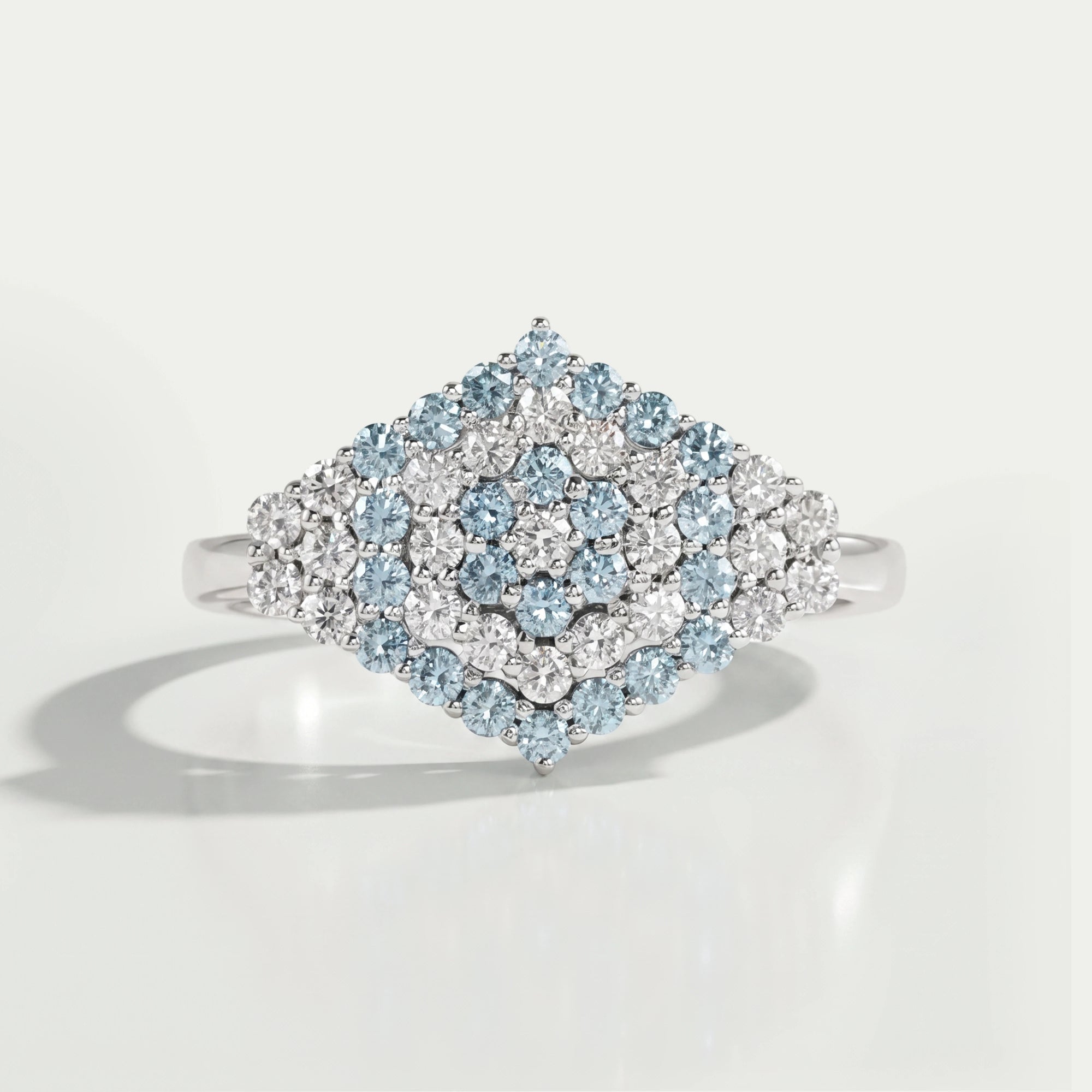 Fancy Blue Round Cut Cluster Lab Diamond Engagement Ring Rings