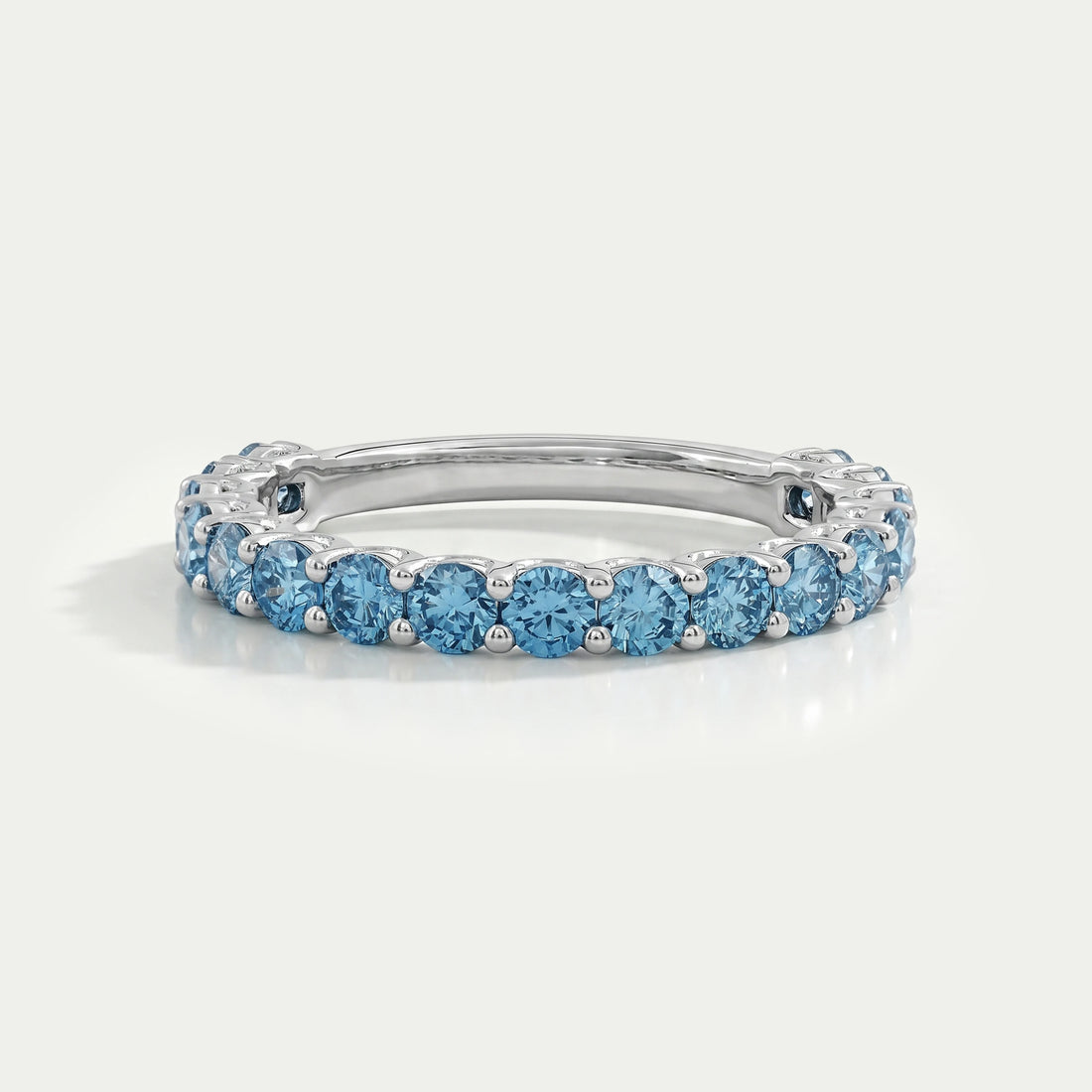 Pink And Blue Round Lab Diamond Eternity Band Ring