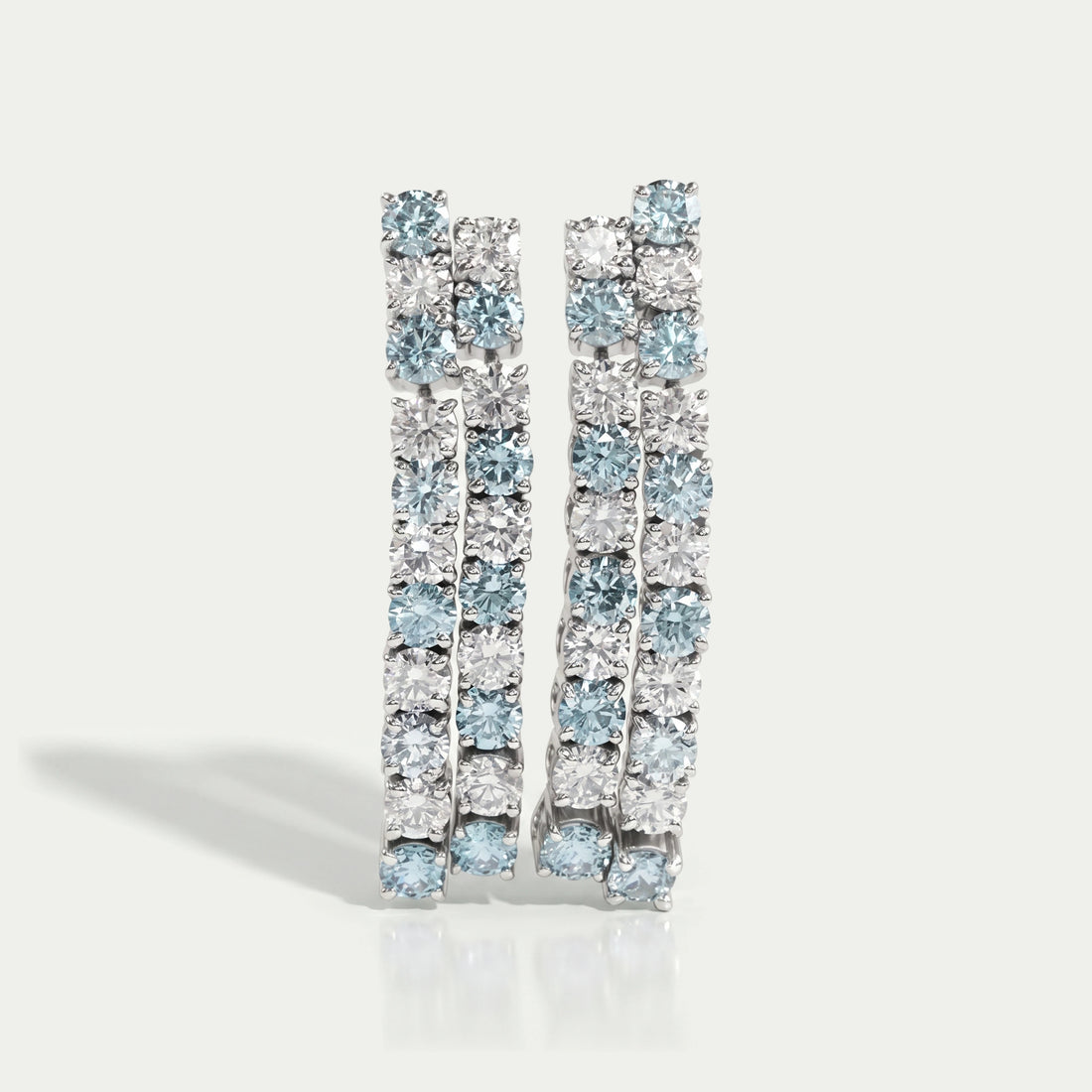 Blue Round Cut Lab Diamond Double Row Earrings Earring