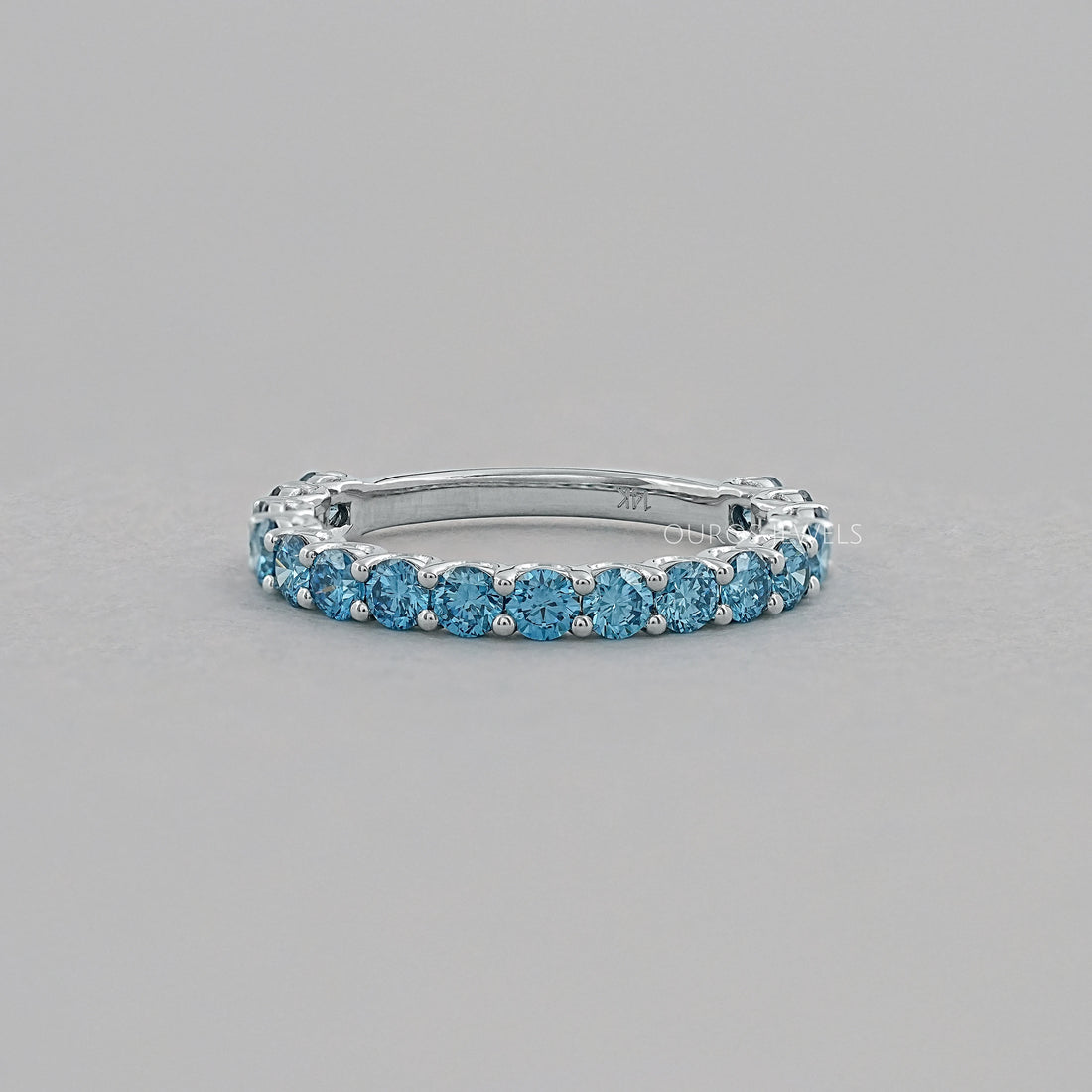 Pink And Blue Round Lab Diamond Eternity Band Ring