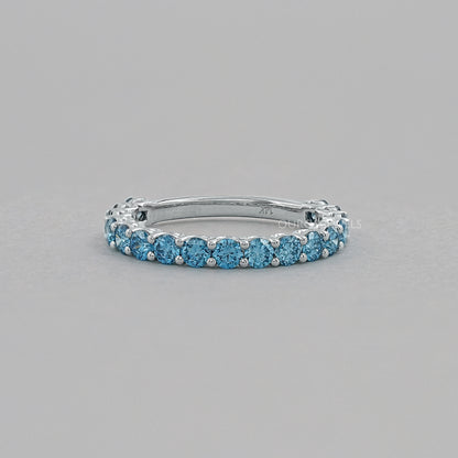 Pink And Blue Round Lab Diamond Eternity Band Ring