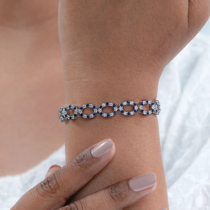 Elegant Blue Sapphire and Diamond Bracelet