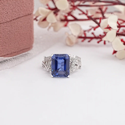 Emerald Cut Sapphire Engagement Ring