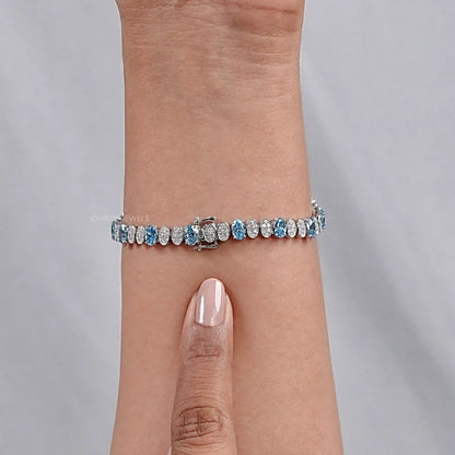 Blue Oval Diamond And Round Diamond Tennis Bracelet Bracelet