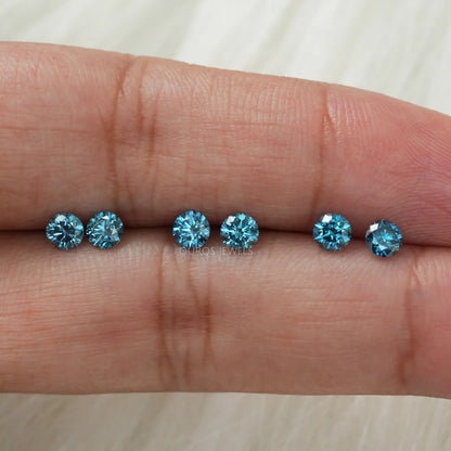 Blue Round Cut Lab Grown Diamond Loose