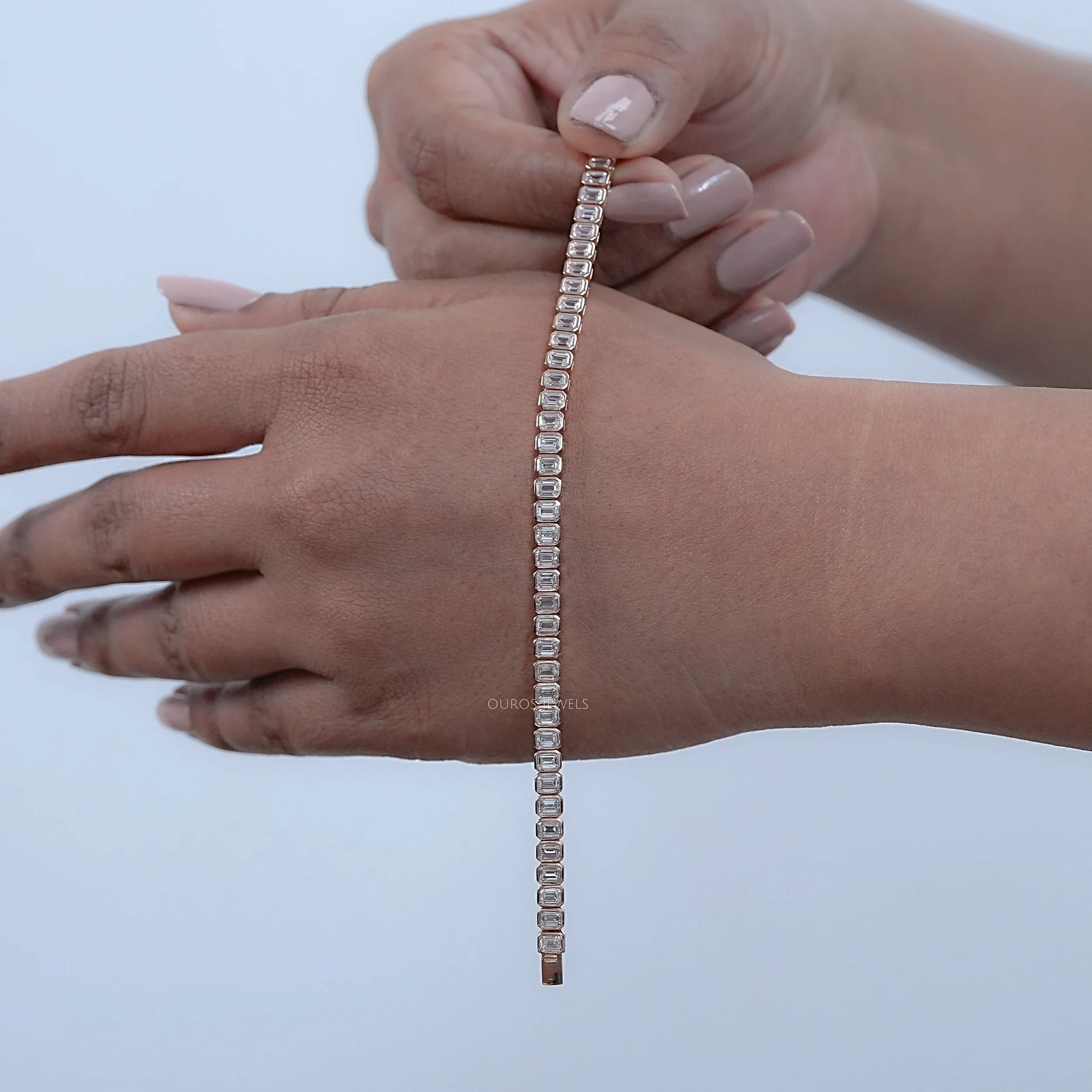 Emerald Cut Bezel Set Tennis Bracelet Bracelet
