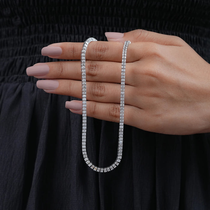 Emerald Lab Grown Diamond Tennis Necklace