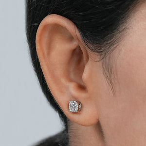 Cushion Cut Lab Diamond Solitaire Stud Earrings