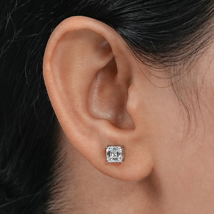 Asscher Cut Diamond Stud Earrings