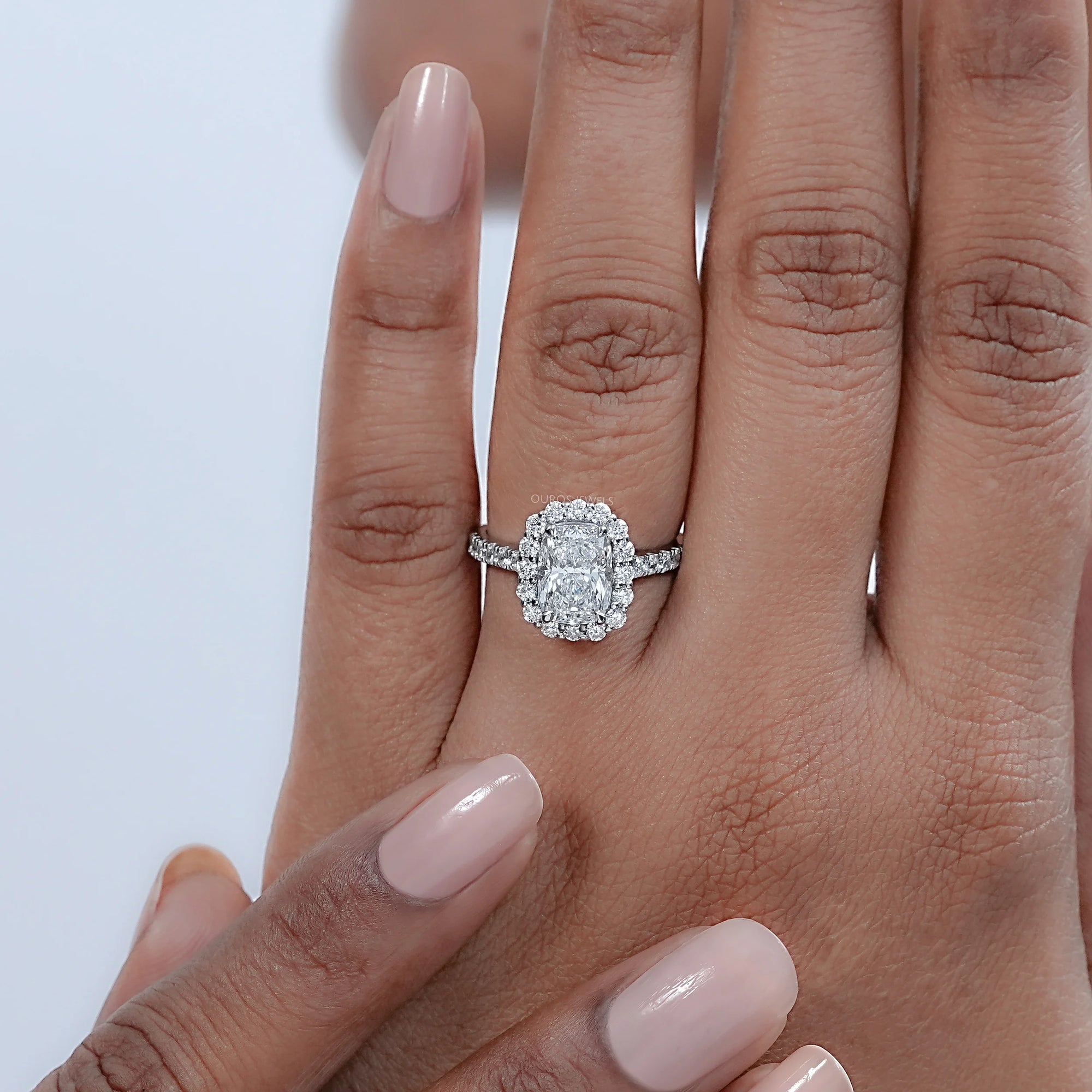 Cushion Cut Halo Lab Diamond Engagement Ring