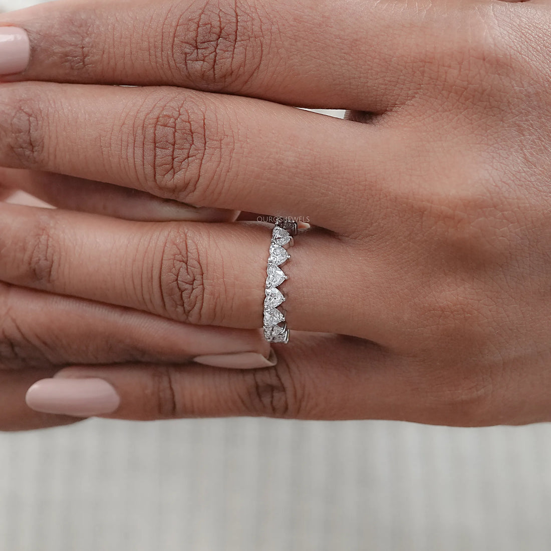 Heart Cut Lab Grown Diamond Wedding Band Rings