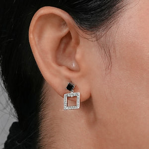 Black Princess Cut Lab Diamond Drop Earrings