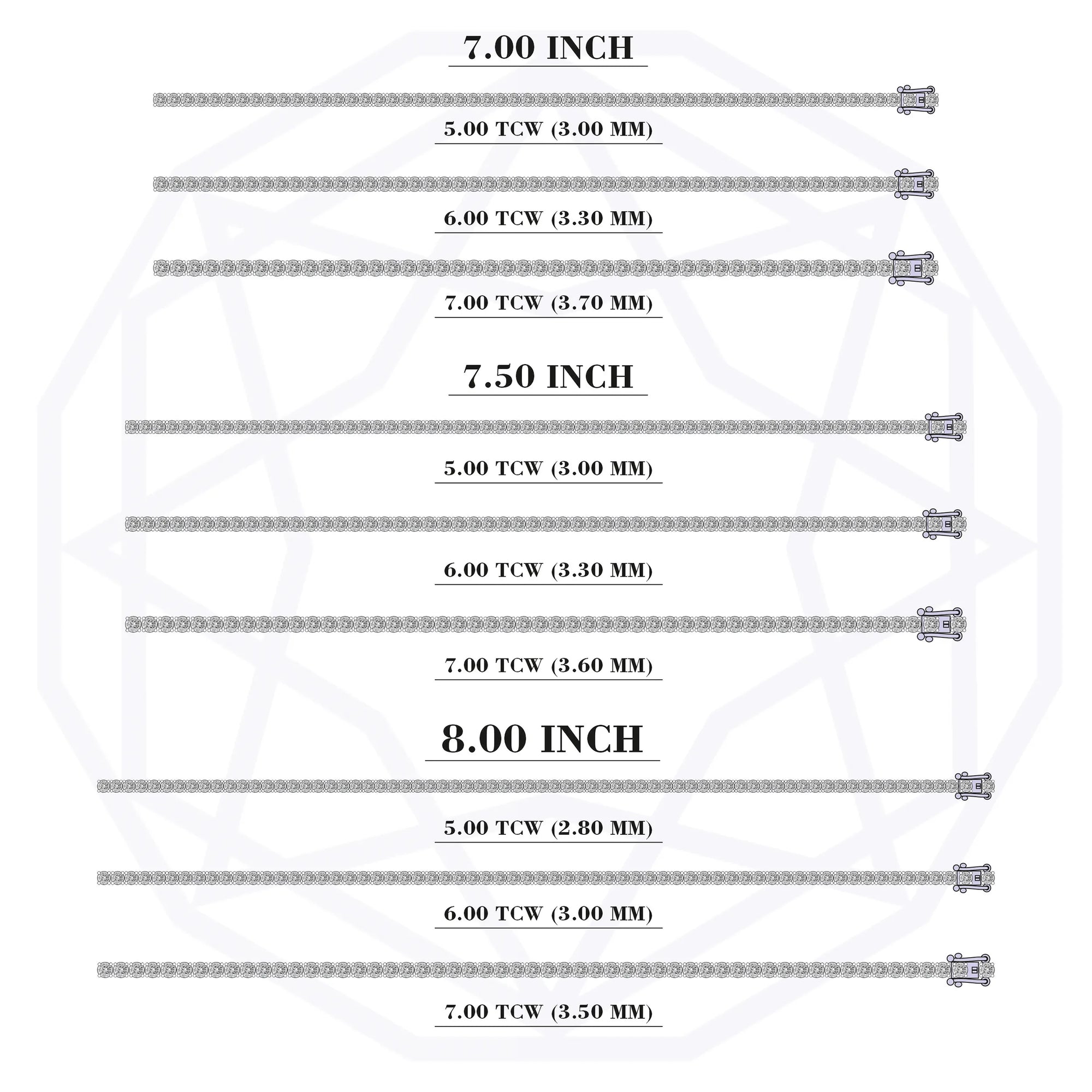 Round Diamond Tennis Bracelet in 5.00 | 6.00 | 7.00 TCW