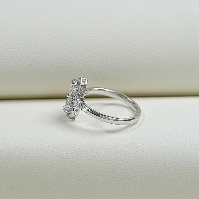 Two Stone  Step Cut Pear Lab Diamond  Ring