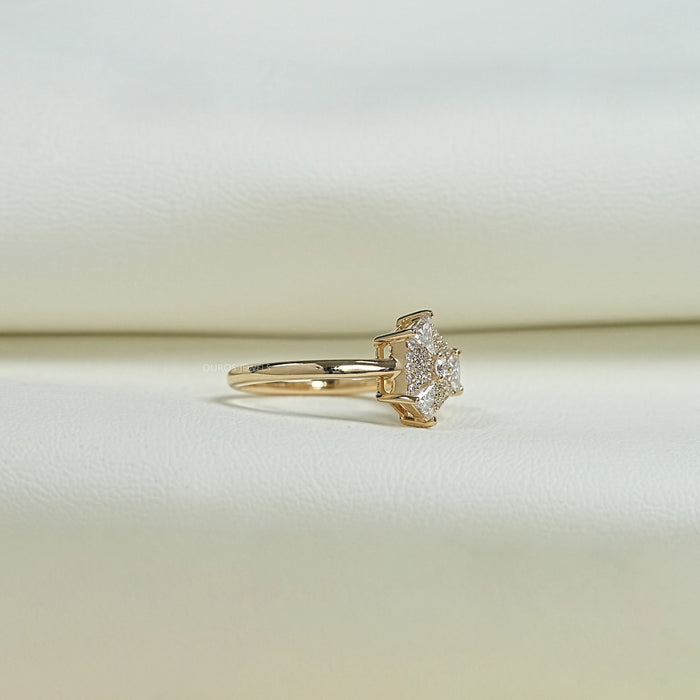 Round Cut Diamond Anniversary Ring In Step Cut Arrow Shape