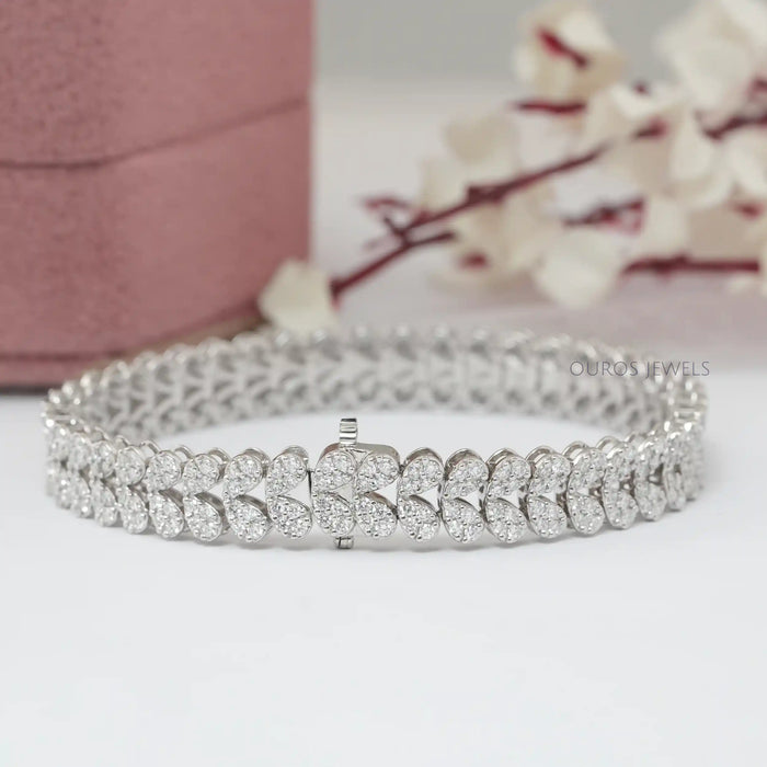 Round Cut Lab Diamond Cluster Tennis Bracelet