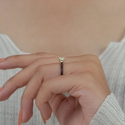 Brown Enamel Solitaire Lab Diamond Ring Ring