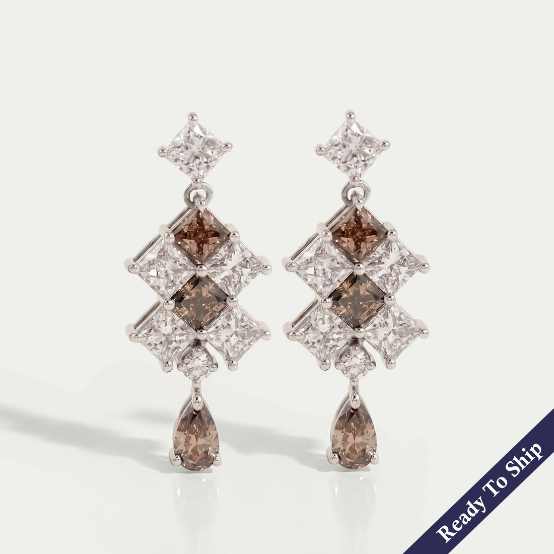 Brown Princess Lab Diamond Drop Earrings Earrings