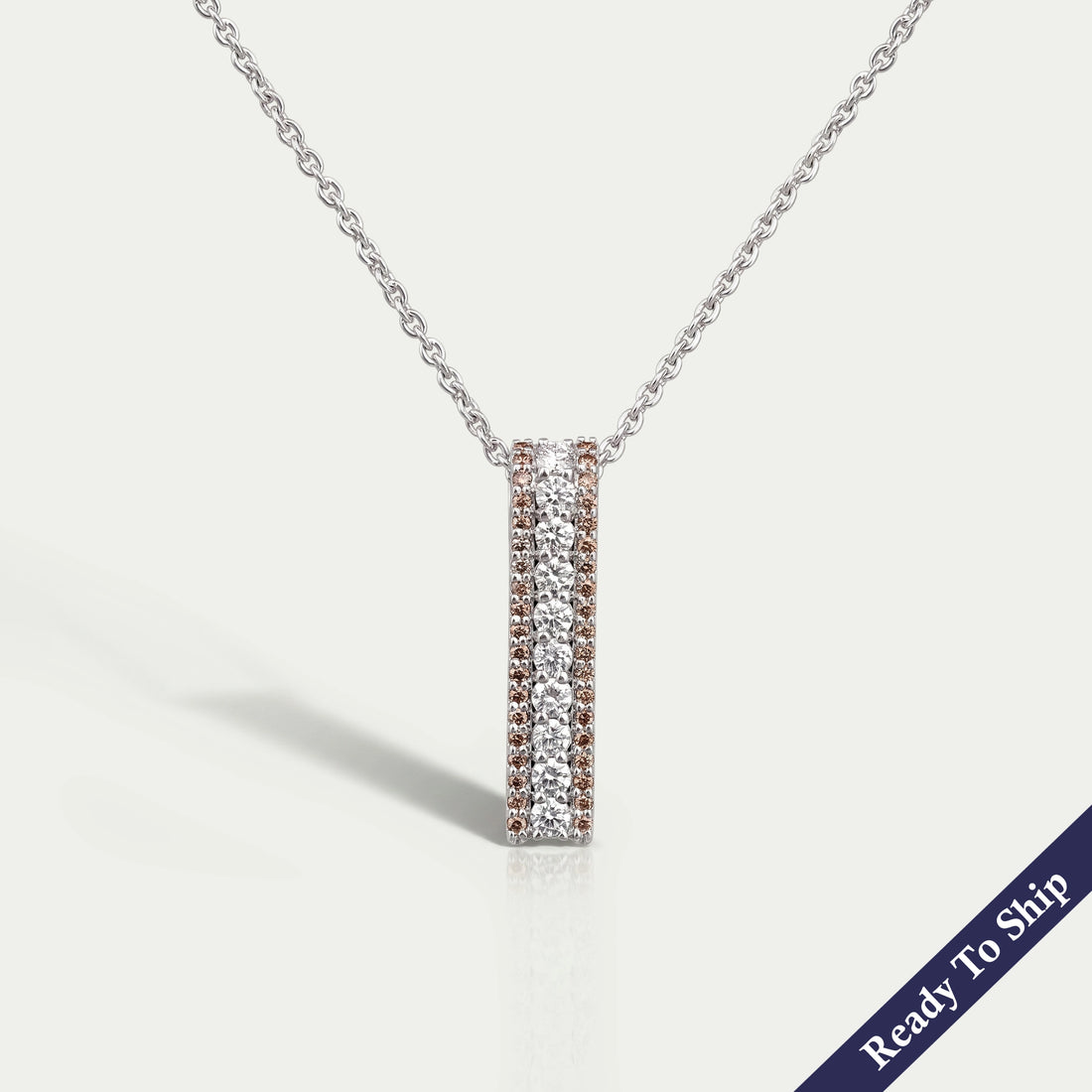 Brown Round Lab Diamond Bar Pendant Necklaces
