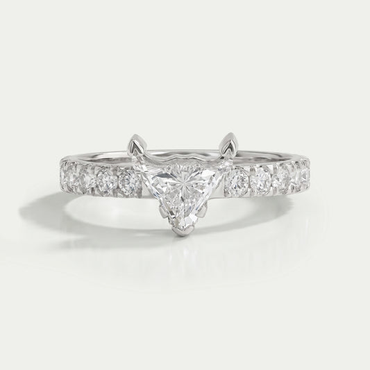 Bull Cut Lab Grown Solitaire Accent Diamond Engagement Ring