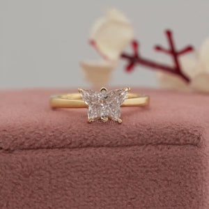 Pink Butterfly Diamond Solitaire Ring