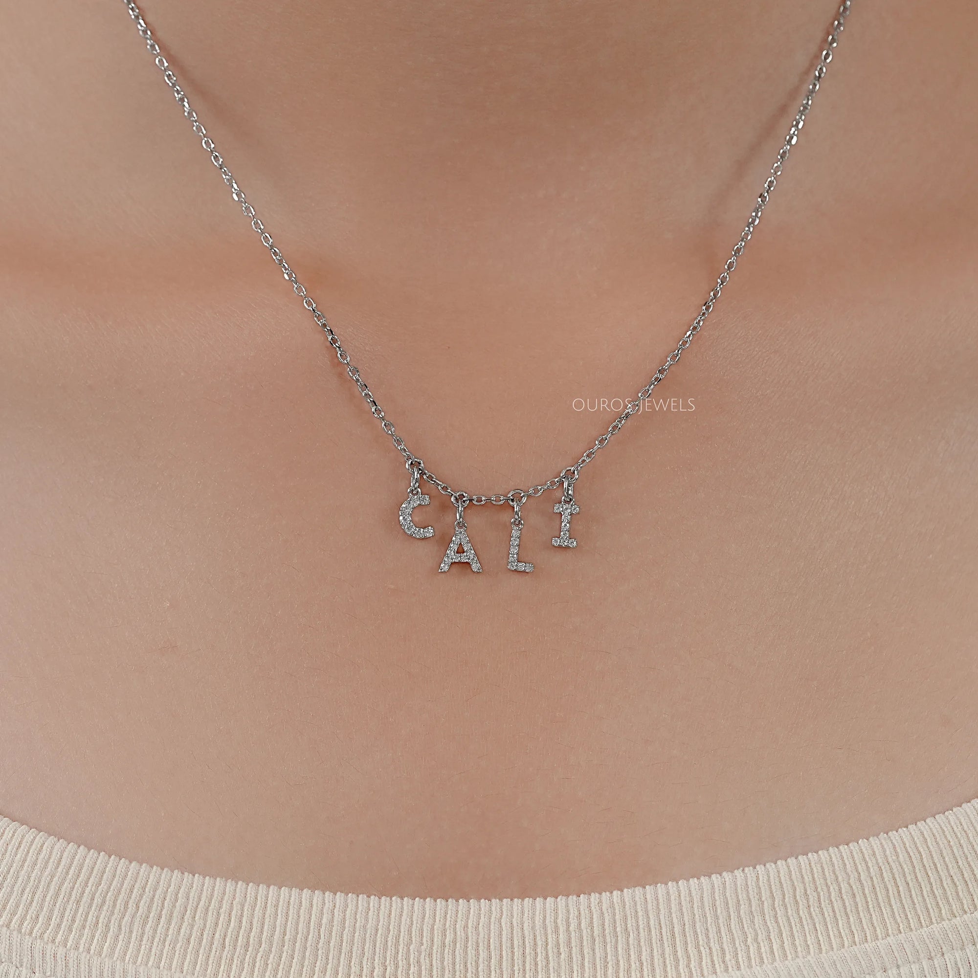 CALI Letter Round Diamond Customize Pendant