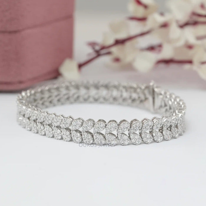 Round Cut Lab Diamond Cluster Tennis Bracelet