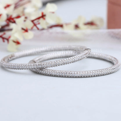 Micro Pave Round Diamond Hoop Earrings Earring