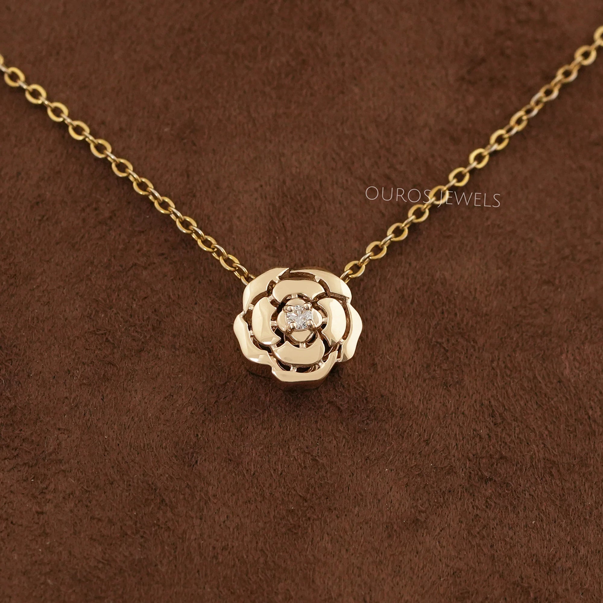 Chanel Camellia Flower Round Diamond Necklace Necklaces