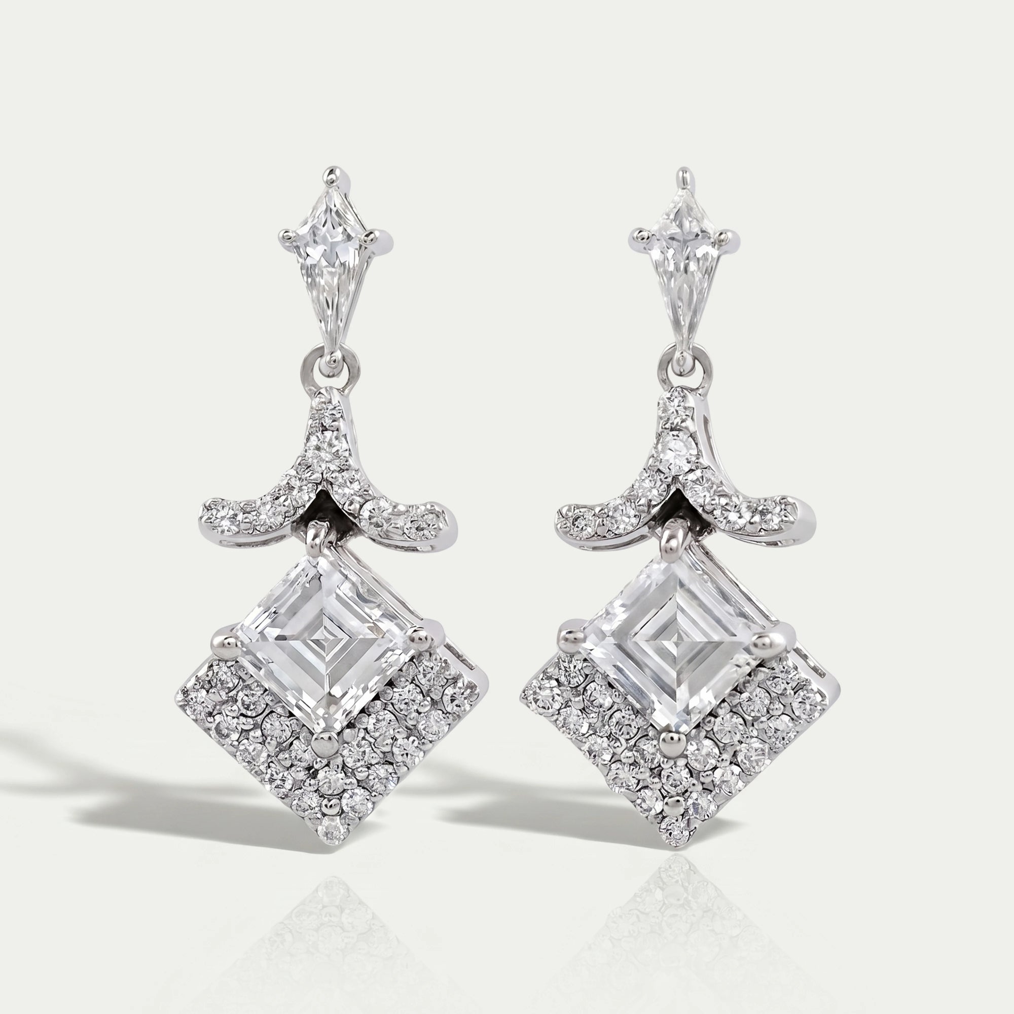 Carre Cut Lab Diamond Dangle Earrings Earring