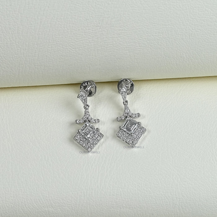 Carre Cut  Lab Diamond  Dangle  Earrings