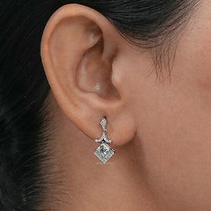 Carre Cut  Lab Diamond  Dangle  Earring