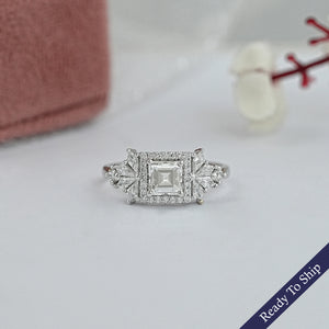 Carre Cut Lab Diamond  Halo Ring