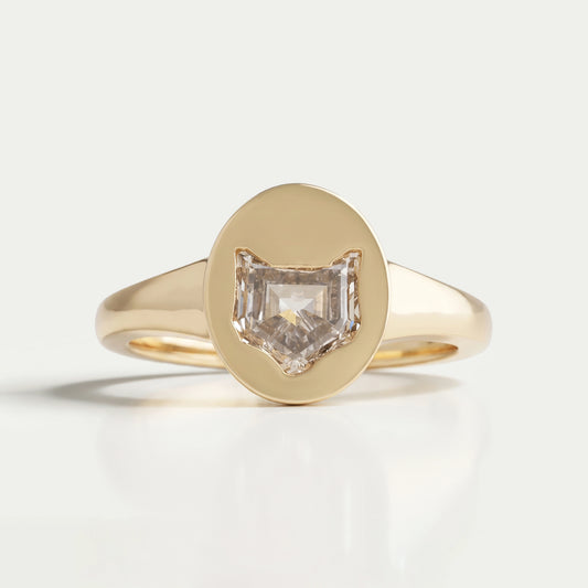Cat Face Lab Diamond Bezel Set Solitaire Ring