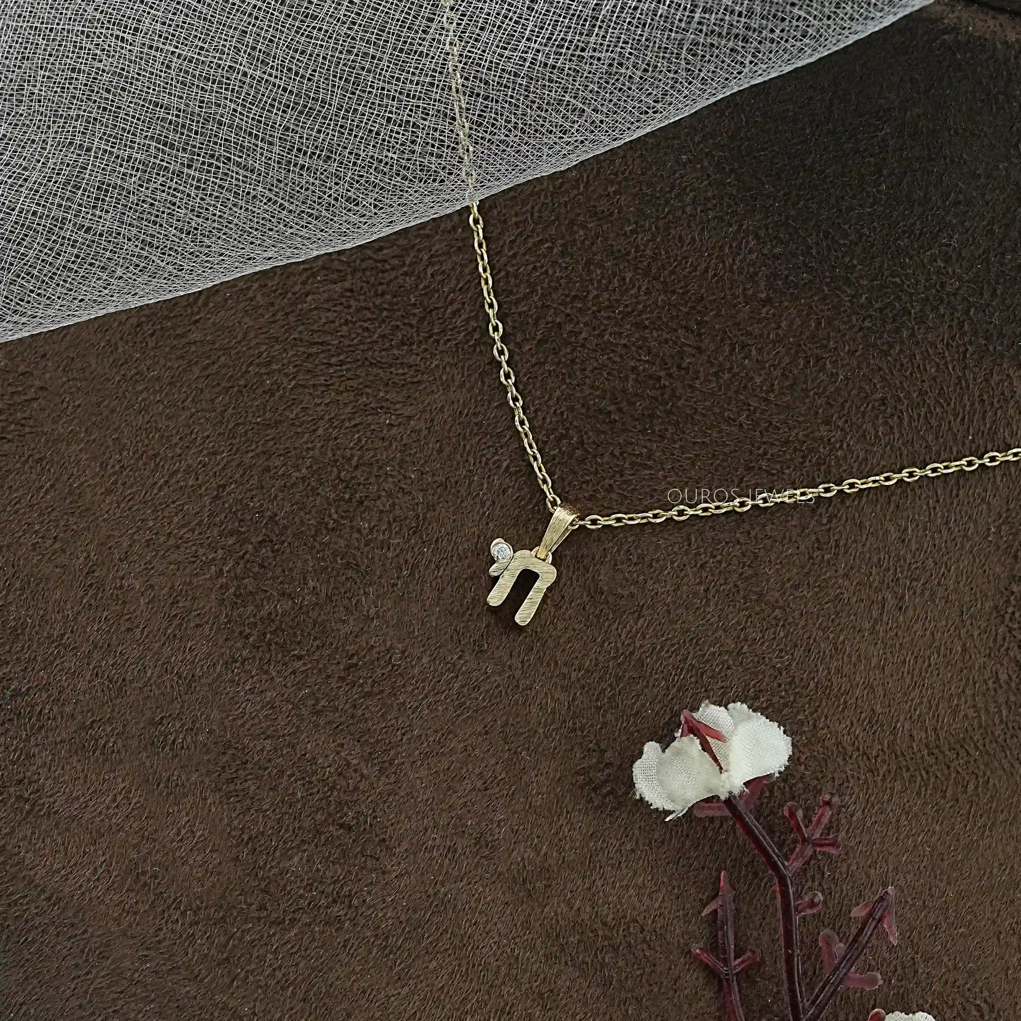 Round Diamond Chai Charm Pendant Necklaces