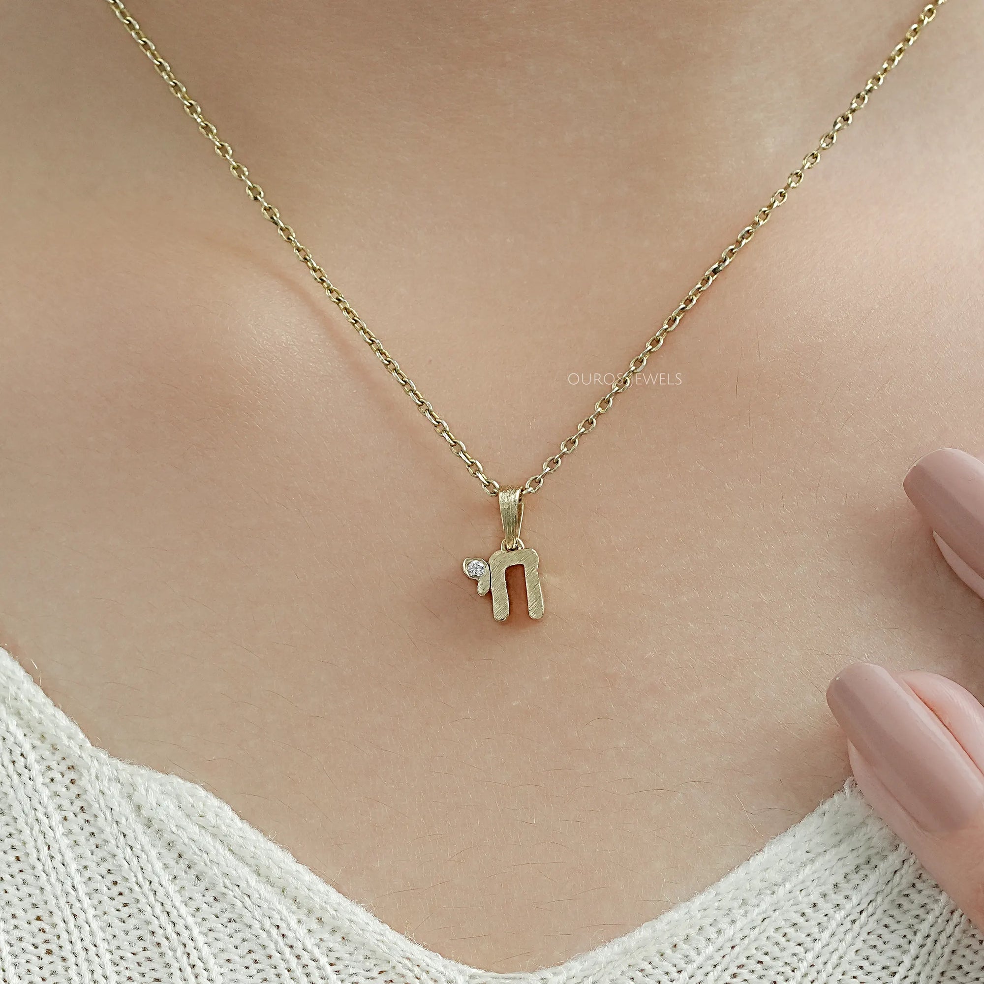 Round Diamond Chai Charm Pendant Necklaces