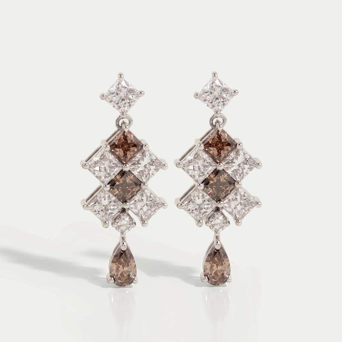 Champagne Princess Cut Lab Diamond Drop Earrings Earrings